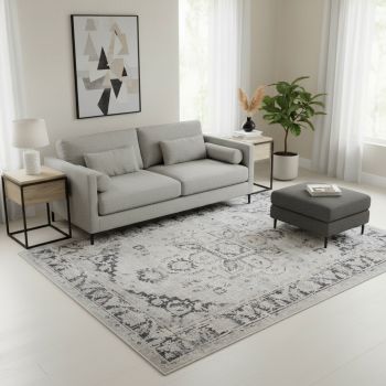 Tapis vintage RUBA gris, bleu, beige