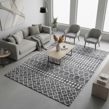 Tapis style berbère ELMA gris, crème