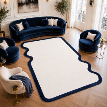 Tapis forme originale DUNA crème, bleu