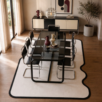 Tapis forme originale DUNA crème, noir