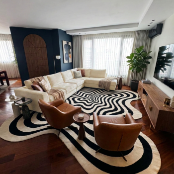 Tapis forme originale VERTIGO noir, crème