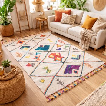 Tapis BERBER TRIBAL MK 03 blanc