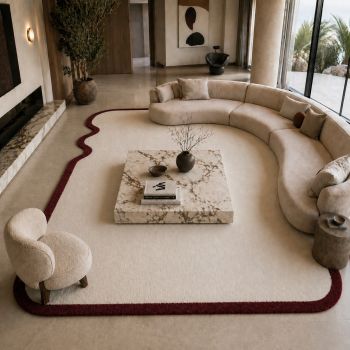 Tapis forme originale DUNA bordeaux, crème