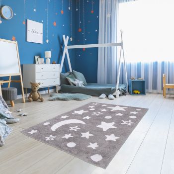 Tapis GOOD NIGHT 100% BIO gris, blanc