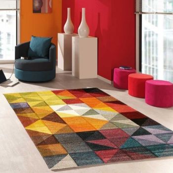 Tapis MARIX noir, rouge , jaune, violet