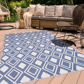 Tapis AF DAMLOS REVERSIBLE bleu, écru