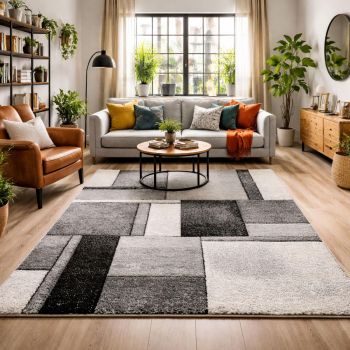 Tapis BRILLANCE GEOMETRIQUE gris