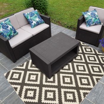 Tapis OUTDOOR BC ROMA REVERSIBLE noir, crème