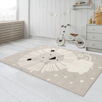 Tapis enfant LI ON beige, blanc