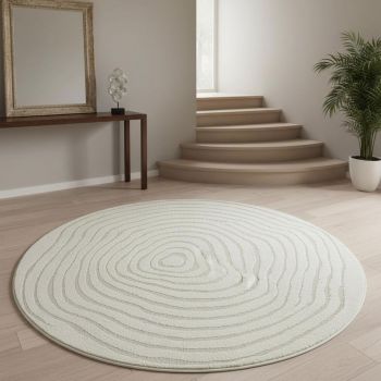 Tapis rond moderne SPIRATRI crème, beige