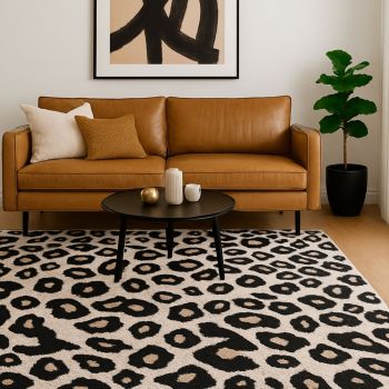 Tapis moderne LEOPARD beige, marron, noir
