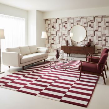 Tapis DANYO crème, bordeaux