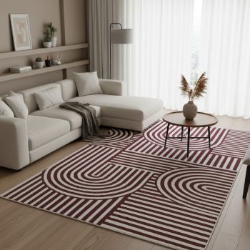 Tapis SUKI bordeaux, crème