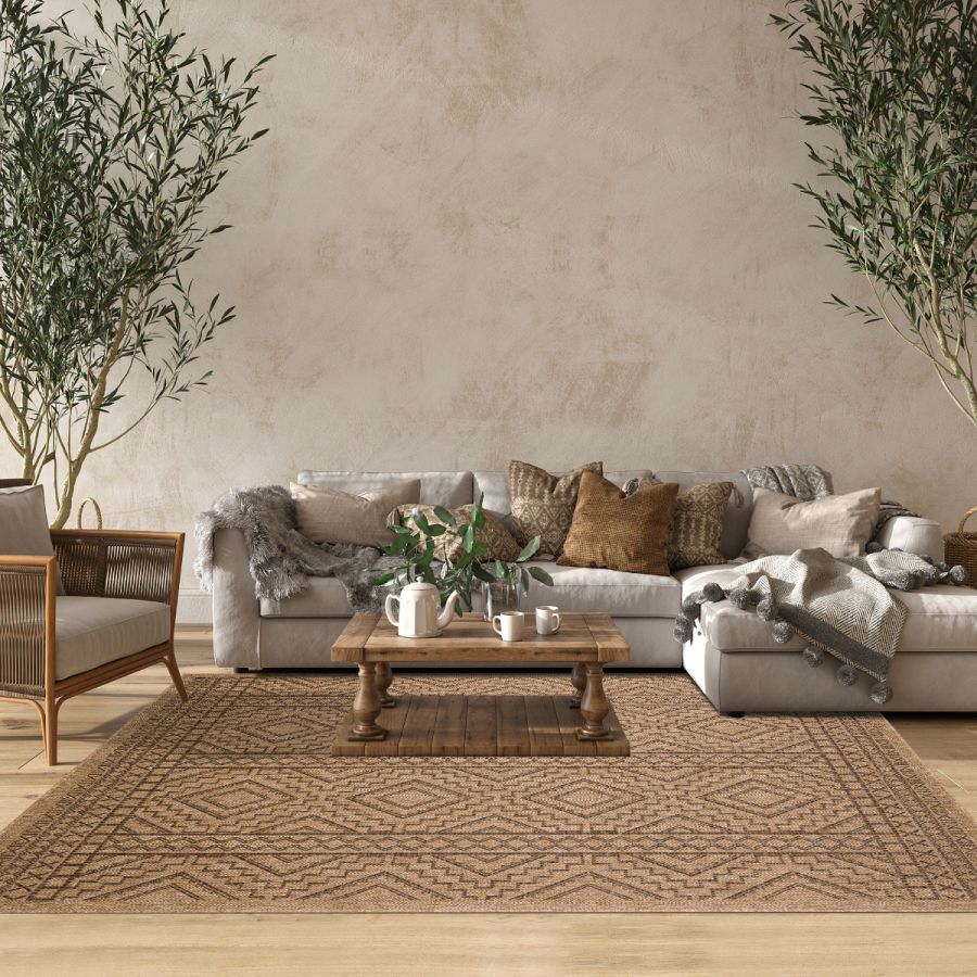 Tapis JUTE ART 2 marron terrasse extérieur naturel